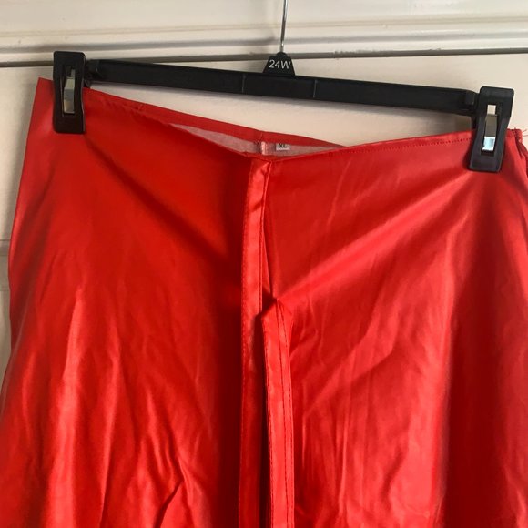 Red Faux Leather String Pants - Picture 4 of 5